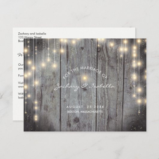 Rustikal mit Leuchten Save the Date Ankündigungspostkarte (Vorne/Hinten)