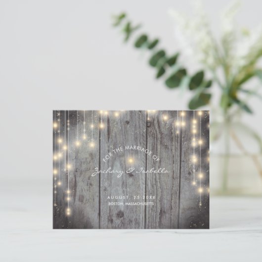 Rustikal mit Leuchten Save the Date Ankündigungspostkarte (Stehend Vorderseite)