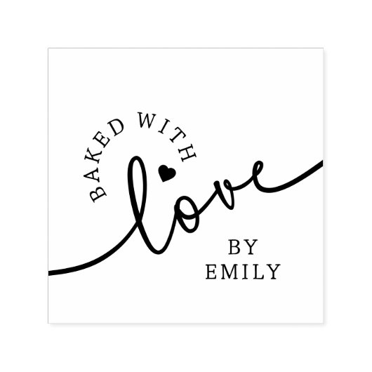 Rustikal mit Liebe gebacken Skript Herz Handmade Permastempel (Design)