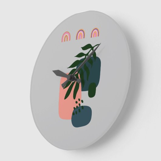 Rustikal Mit Monogramm Boho Große Wanduhr (Winkel)