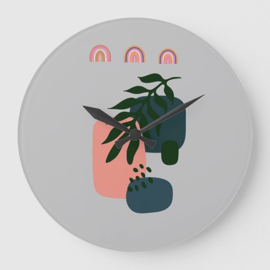 Rustikal Mit Monogramm Boho Große Wanduhr (Vorderseite)