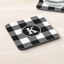 Rustikal Mit Monogramm Schwarz-weiß Buffalo Karier