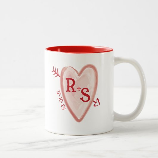 rustikal Mit Monogramm Zweifarbige Tasse (Rechts)
