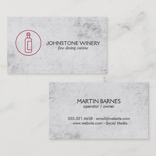 Rustikal mit Weinflasche Visitenkarte (Vorne/Hinten)