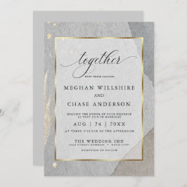 Rustikal Moderne Abstrakt Grau Wasserfarbe Einladung