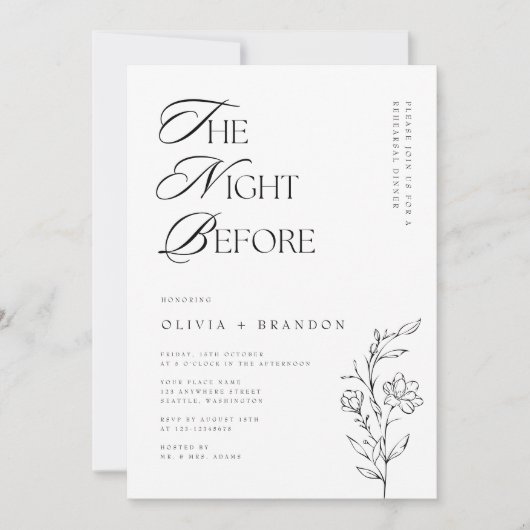 Rustikal Moderne Nacht vor Probe Abendessen Foto Einladung (Vorderseite)