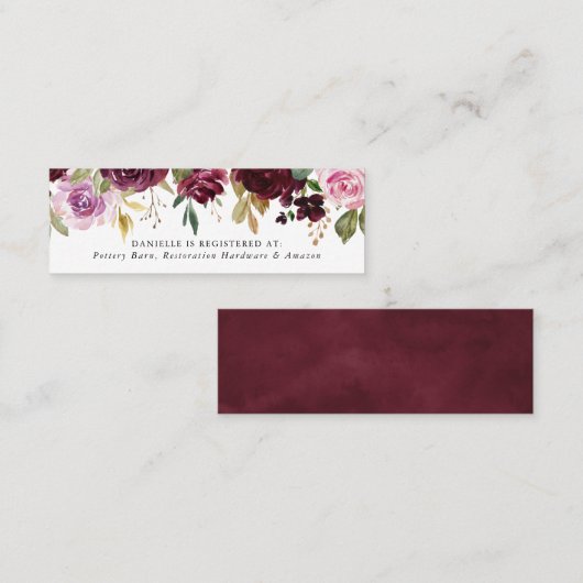 Rustikal Moody Floral | Bridal Registry Cards Mini Visitenkarte (Vorne/Hinten)