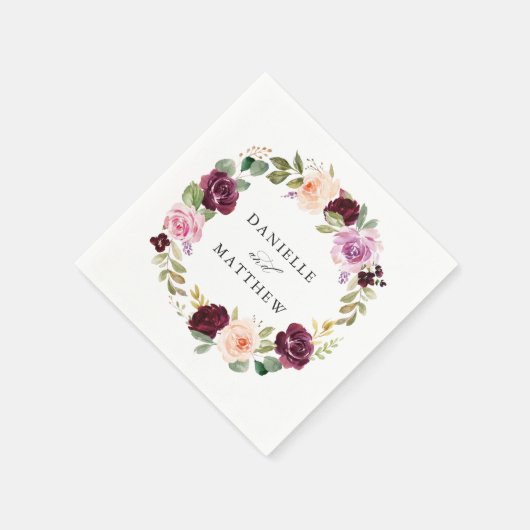 Rustikal Moody Floral | Personalisierte Hochzeit Serviette (Ecke)