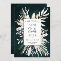 Rustikal moody Green Botanicals Save the Date