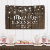Rustikal Mr. Heart String Lights Wood Wedding Banner