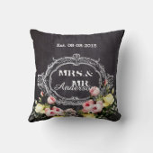rustikal mr. mrs Vintage Blume Hochzeit Halbpensio Kissen (Rückseite)