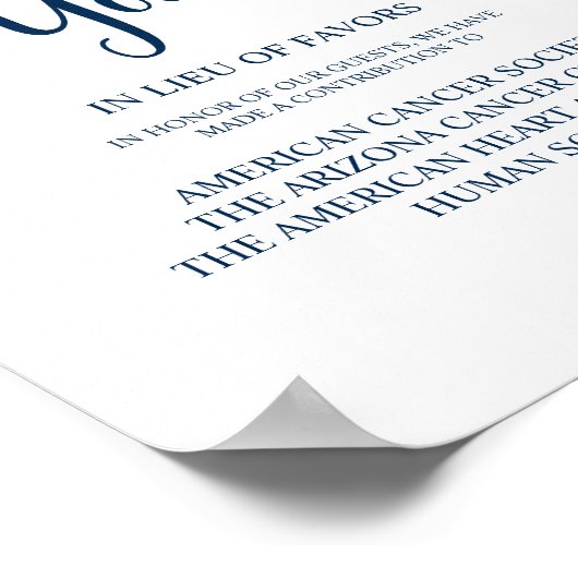 Rustikal, Navy Blue, Hochzeitsspende, Beitrag Poster (Ecke)