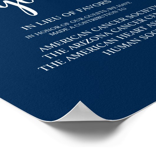Rustikal, Navy Blue, Hochzeitsspende, Beitrag Poster (Ecke)