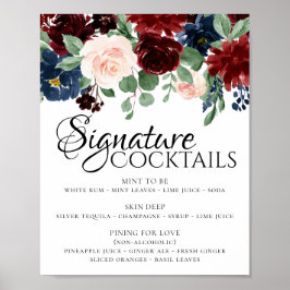 Rustikal | Navy Blush Burgundy Newlywed Drink Poster
