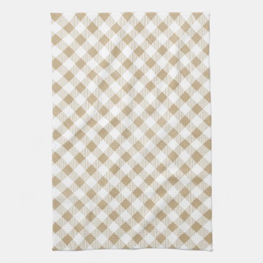 Rustikal neutral Beige Gingham Buffalo Kariert Geschirrtuch (Vertikal)