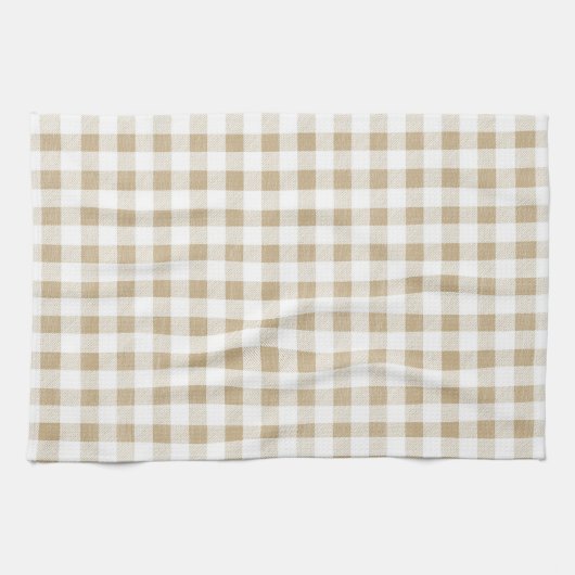 Rustikal neutral Beige Gingham Buffalo Kariert Geschirrtuch (Horizontal)