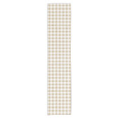 Rustikal neutral Beige Gingham Buffalo Kariert Kurzer Tischläufer (Vorderseite)