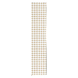 Rustikal neutral Beige Gingham Buffalo Kariert Kurzer Tischläufer