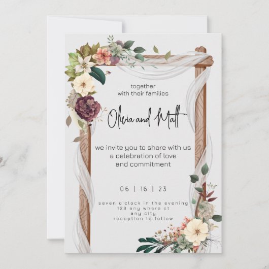 Rustikal neutraler Boho blutige Hochzeitsrost Save The Date (Vorderseite)