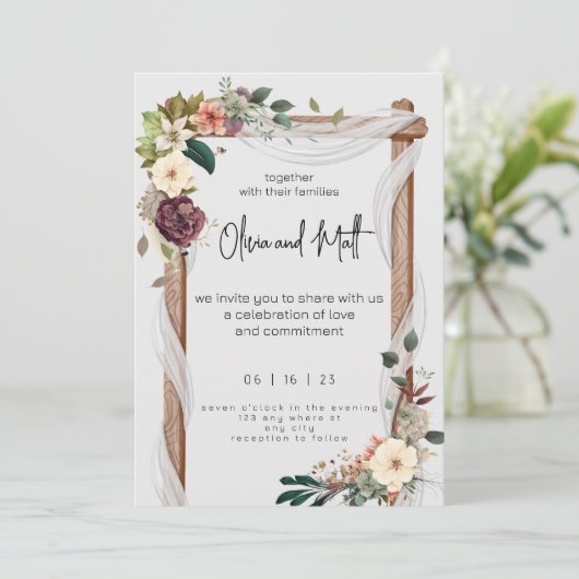 Rustikal neutraler Boho blutige Hochzeitsrost Save The Date (Stehend Vorderseite)