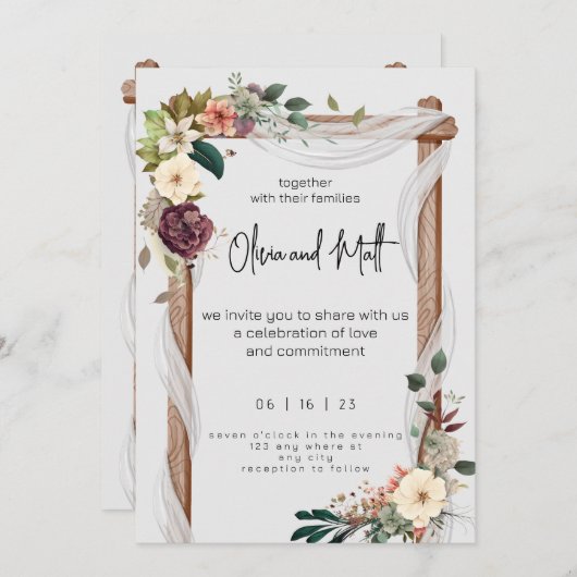 Rustikal neutraler Boho blutige Hochzeitsrost Save The Date (Vorne/Hinten)