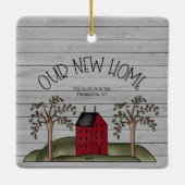Rustikal New Zuhause First Christmas Custom Keramikornament (Rückseite)