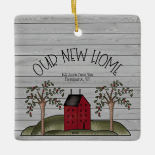 Rustikal New Zuhause First Christmas Custom Keramikornament