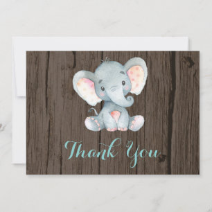 Rustikal Niedlich Elephant Baby Aqua Aquamarin Tür Dankeskarte