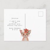 rustikal niedlicher Fuchs floral werden Sie meine Ankündigungspostkarte (Rückseite)