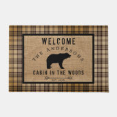 Rustikal Not leidender Karierter Bär Begrüßungshüt Fußmatte (Vorderseite)
