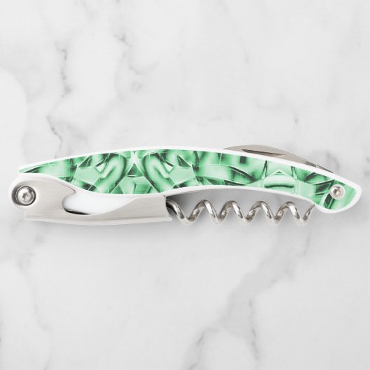 Rustikal oder nicht, weißgrüne, bizarre Schnittwun Kellnermesser (Vorderseite)