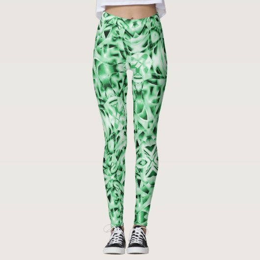 Rustikal oder nicht, weißgrüne, bizarre Schnittwun Leggings (Vorderseite)