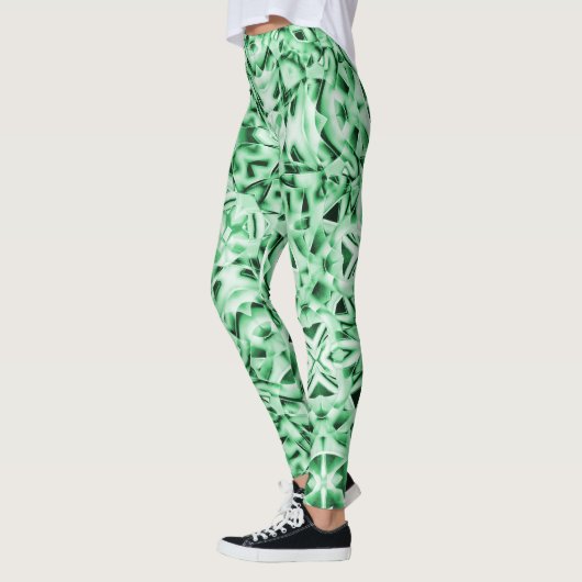 Rustikal oder nicht, weißgrüne, bizarre Schnittwun Leggings (Links)