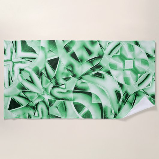 Rustikal oder nicht, weißgrüne, bizarre Schnittwun Strandtuch (Vorderseite)