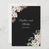 Rustikal Off White Blume Boho Black Wedding Einladung (Rückseite)