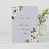 Rustikal Off White Blume Boho Cloud Gray Wedding Einladung (Stehend Vorderseite)