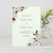 Rustikal Off White Blume Boho Light Green Wedding Einladung (Stehend Vorderseite)