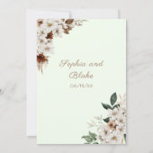 Rustikal Off White Blume Boho Light Green Wedding Einladung (Rückseite)