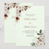 Rustikal Off White Blume Boho Light Green Wedding Einladung (Vorne/Hinten)