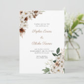 Rustikal Off White Blume Boho White Wedding Einladung (Stehend Vorderseite)