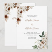 Rustikal Off White Blume Boho White Wedding Einladung (Vorne/Hinten)