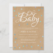 Rustikal Oh Baby Liebe Hört Paare Babyboy Dusche Einladung (Vorderseite)