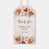 Rustikal Orange Boho | Wasserfarbenfrohe Hochzeit Geschenkanhänger (Vorderseite)