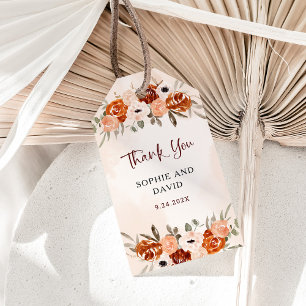 Rustikal Orange Boho Wasserfarbenfrohe Hochzeit Geschenkanhänger