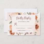 Rustikal Orange Boho | Wasserfarbenfrohe Hochzeit RSVP Karte (Vorderseite)