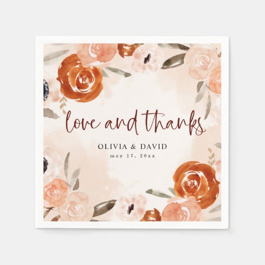 Rustikal Orange Boho | Wasserfarbenfrohe Hochzeit Serviette (Vorderseite)