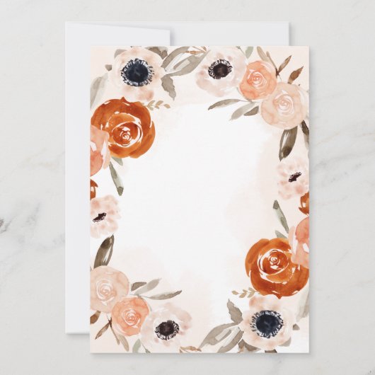 Rustikal Orange Boho | Wasserfarbenhochzeit Einladung (Rückseite)