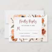Rustikal Orange Boho | Wasserfarbenhochzeit RSVP Karte (Vorderseite)