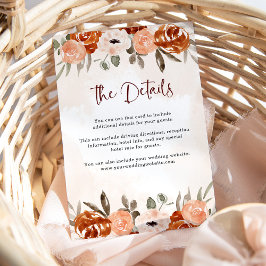 Rustikal Orange Boho | Watercolor Wedding Details Begleitkarte
