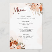 Rustikal Orange Boho | Watercolor White Wedding Menükarte (Vorderseite)